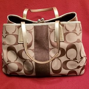 Coach Gold/Brown Signature Purse